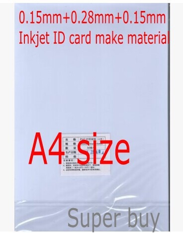 PVC id-kaart maken materiaal inkjet PVC blanco vellen, student card, lidmaatschapskaart maken materiaal A4 maat 0.58mm dikke