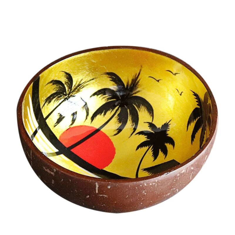 Coconut Bowls Colorful Painting Vegan Organic Salad Smoothie or Bowl