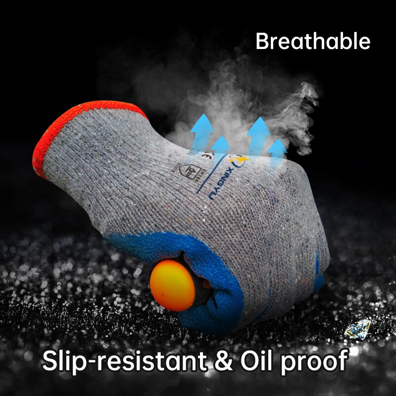 Rubber Handschoenen Geel Katoen Latex Gecoate Anti-Slip Werkhandschoenen Voor Bouw Tuinieren Vrouwen Mannen Werken Veiligheid Handschoen