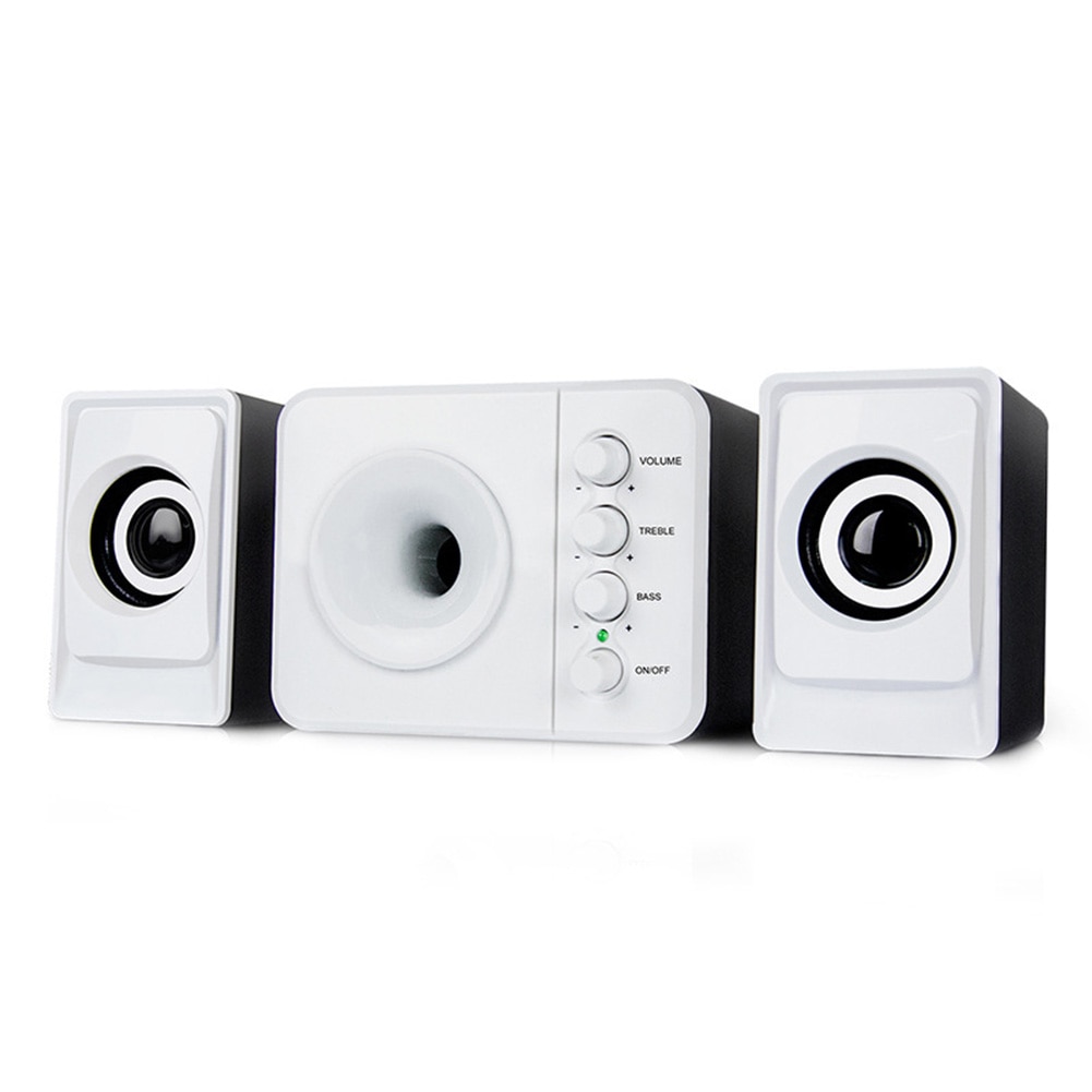 USB 2.1 Subwoofer Desktop Speaker with 3.5mm Audio Plug for PC Laptop Cellphone: White Black