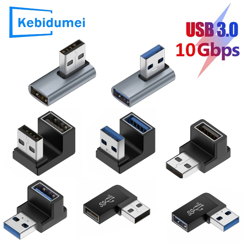 Adaptateur d'extension USB 3.0 mâle à femelle à Angle droit, coude vers le haut, connecteur USB 10Gbps pour PC portable, convertisseur de prise, 90 degrés