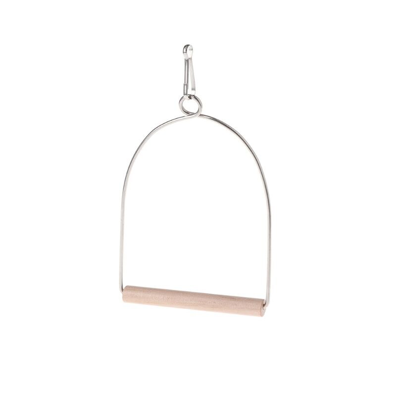 D08D Natural Wooden Pet Birds U-shaped Perch Parrots Hanging Swing Cage Toys Stand Climbing Holder Pendant for Parakeet