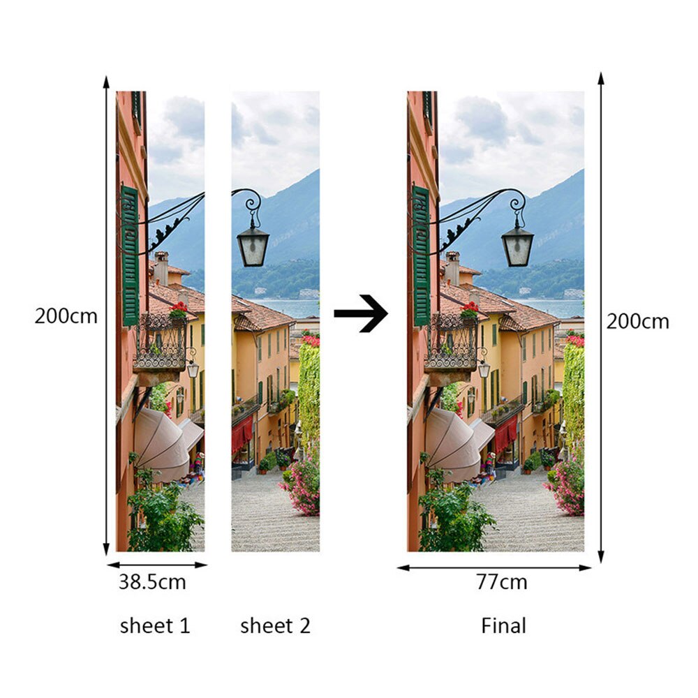 2 unids/set Luz de Calle Puerta arte Decor hogar DIY de 3D puerta pegatinas patrón de pared habitación decoración de la puerta del hogar Decoración