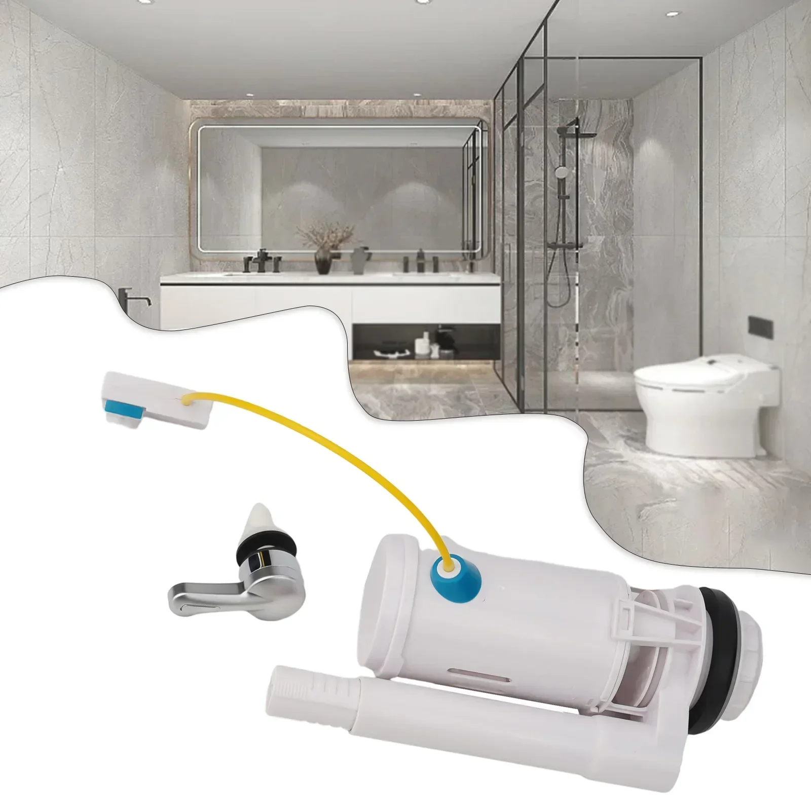 Toilet Cistern Flush Valve 2in Plastic Overflow Lever Operated Dual Flush Toilet Tank White Dual Flush Water-saving Valve