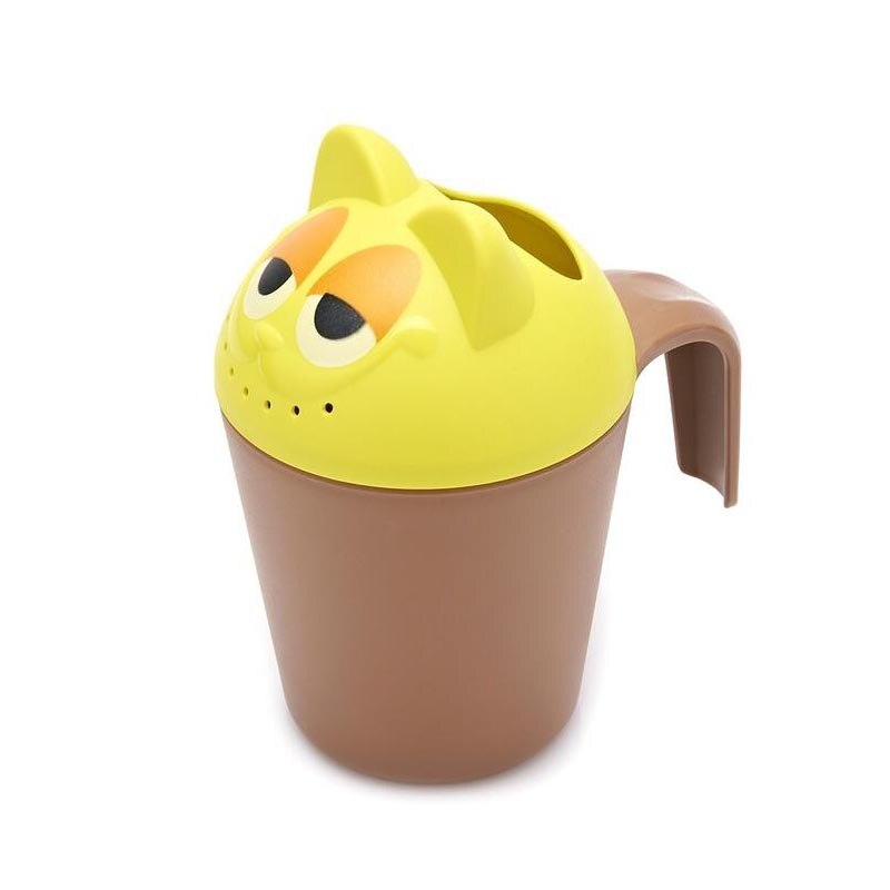 Petit seau de douche en forme de cuillère mignonne pour bébé,accessoire de bain pour nourrisson, décoré à thème de dessin animé, outil pour baignoire d'enfant, écope, shampooing,: Brown yellow