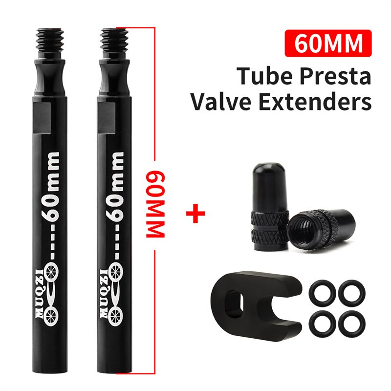 Rower zawór Presta Extender Clincher opon wymienny zawór dętka rozszerzenie Adapter zaworu z podstawowe narzędzie akcesoria rowerowe: Integrated 60mmBlack