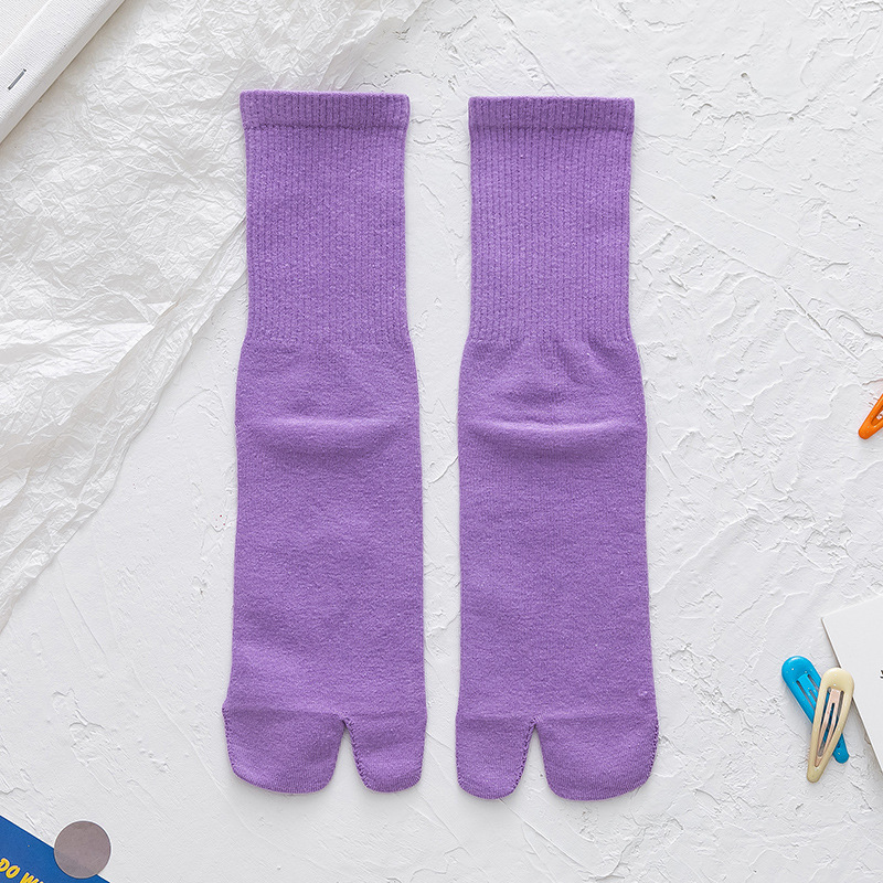 Combed Cotton Split Toe Socks Unisex Simple Comfortable Breathable Two-Toed Socks Japanese Style Harajuku Men Women's Tabi Socks: Purple