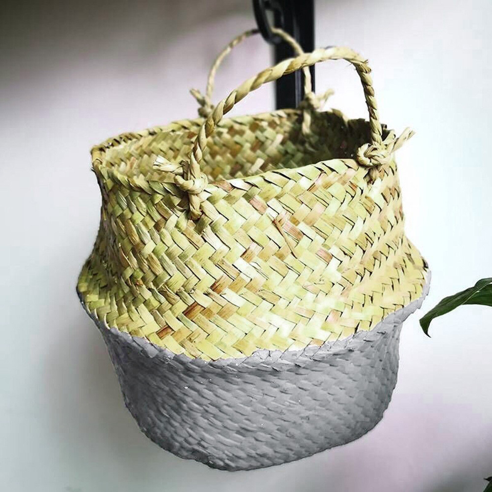 Handmade Seagrass Wicker Basket Plant Fiber Fabric Baskets Woven Basket Folding Basket Storage For Potted Plants Baskets #4