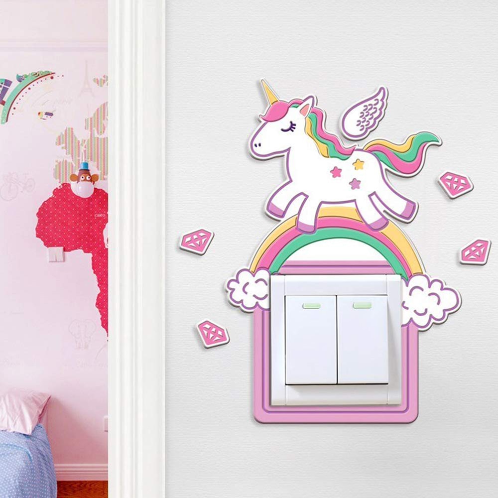 Leuke Eenhoorn Licht Schakelaar Stickers Cover,Interrupteurs Autocollant Commutateur
