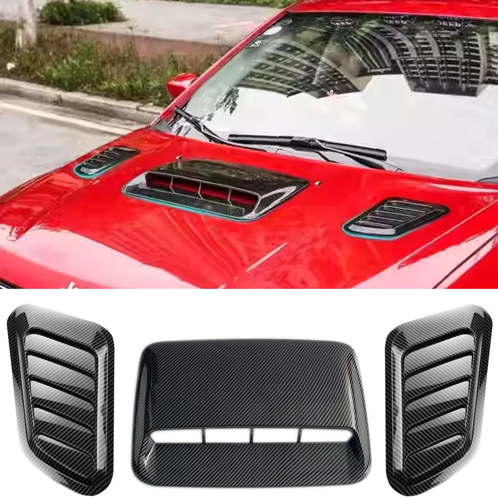 ABS Universal Car Air Flow Intake Hood Scoop Vent Bonnet Decor Cover Center Side Air Outlet Tuning Hood Auto Exterior Accessory: Red
