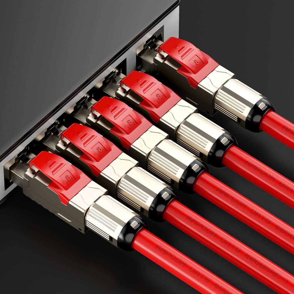 AMPCOM-Herramienta de terminación de campo de enchufe Modular blindado Cat8, sin herramienta, 40G, 2Ghz, 22-24AWG, compatible con Cable Cat7A y Cat8, 2 uds.