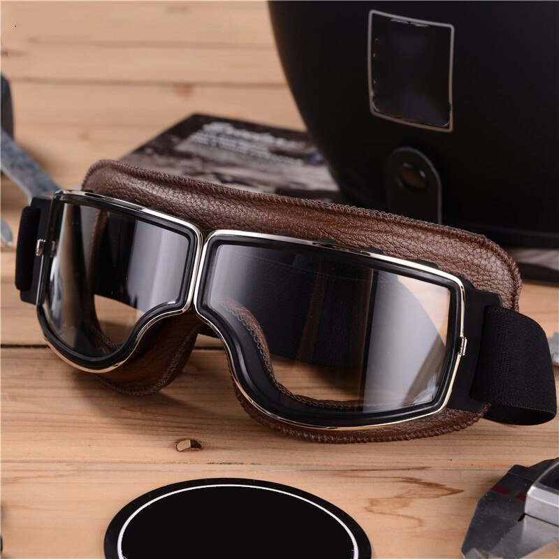 Newest Style Leather Goggles Vintage Motorcycle Goggles Vintage Motorcycle Goggles Retro Jet Helmet Glasses