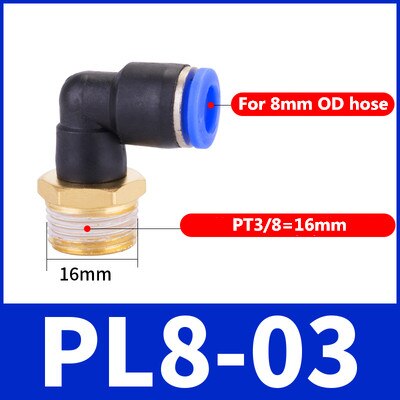 Pl fiting pneumatic cot 1/4 3/8 1/2 1/8 bsp filet tat conector rapid de aer l forma împingere furtun  od 6mm 8mm 10mm 12mm: 8-03