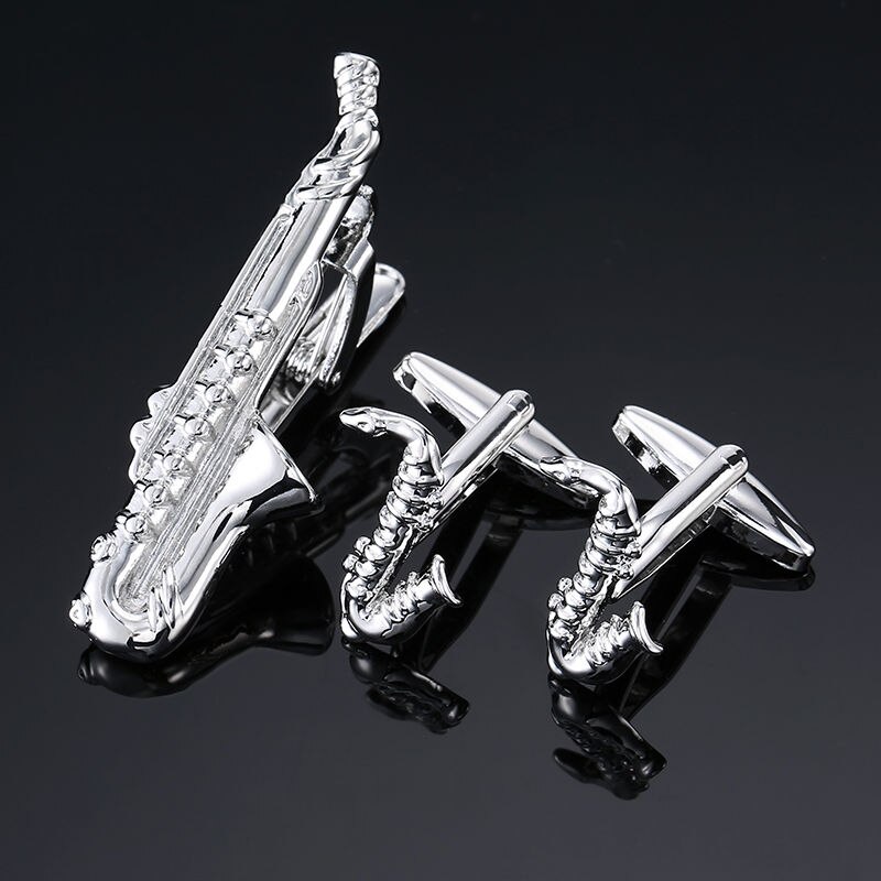 Novelty Cuff links necktie clip for tie pin for men's Hand engraving tie bars cufflinks tie clip set Jewelry: 5