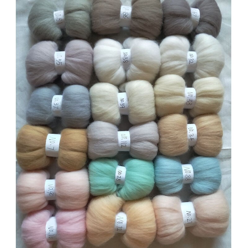 WFPFBEC 90g VILT voor wol fiber gekamd 100% wol merino zwervende wol voor naaldvilten 5 g/zak 18 kleuren