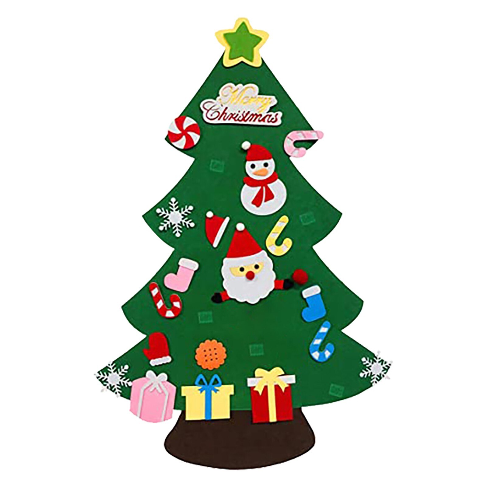 Kids DIY Felt Christmas Tree with Ornaments Children Year Craft for Christmas Door Wall Hanging Decoration