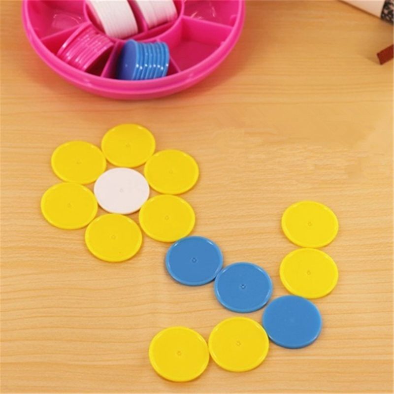 100Pcs Tellers Tellen Chips Plastic Markers 25 Mm Gemengde Kleuren Voor Bingo Chips Spelfiches Met Opbergdoos- willekeurige Kleur