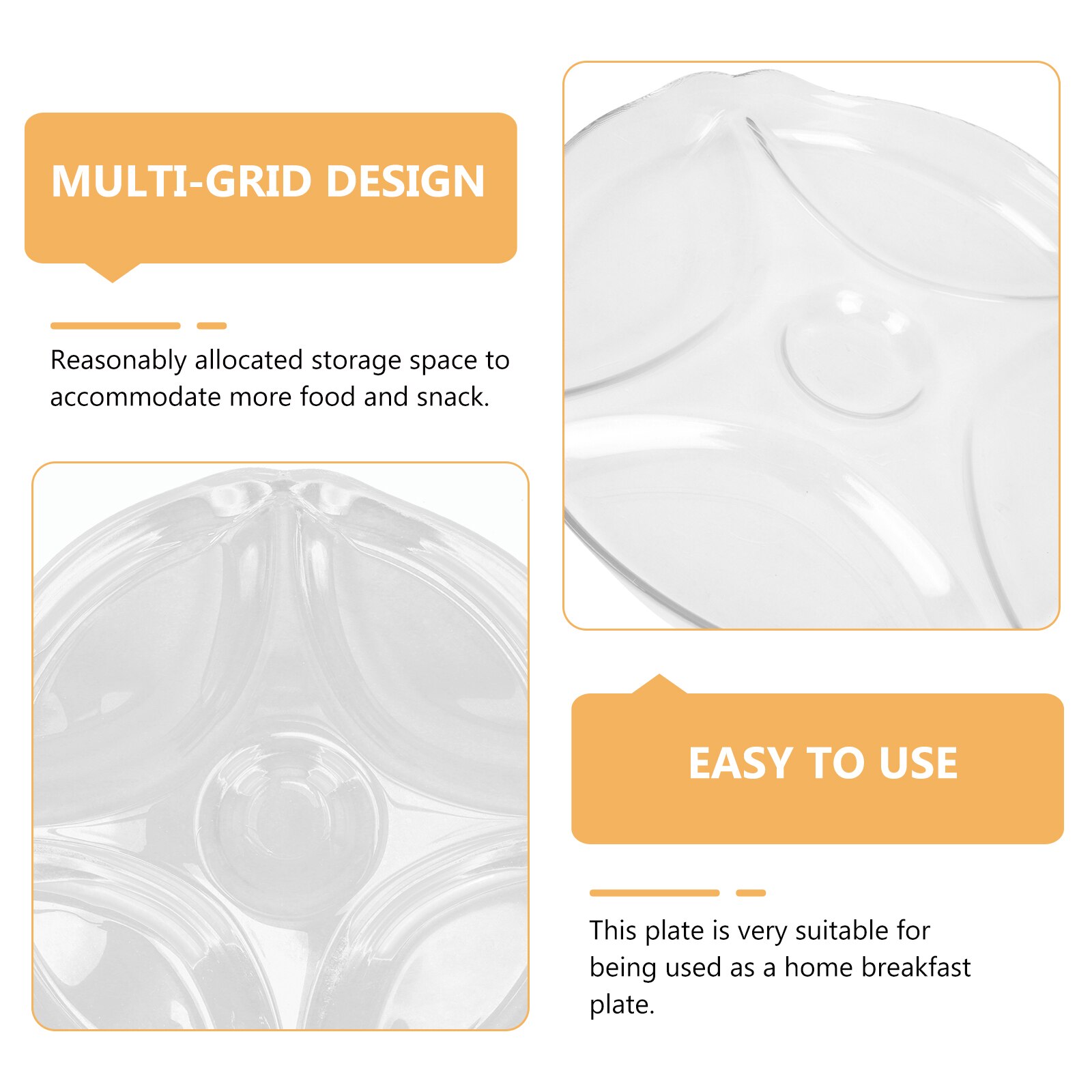 Nordic Style Multi-grid Snack Plate Candies Plate Food Plate Breakfast Plate