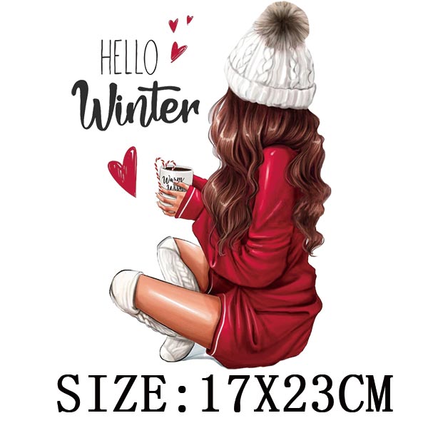 Russisch Meisje Ijzer Op Patches Voor Kleding Winter Lady Thermische Transfers Sticker Op Kleding Toepassing Van Ijzer Op Patch Decor: D-071-Big