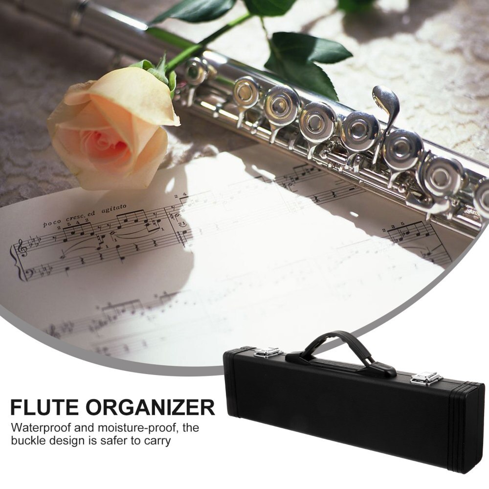 Black PU Leather Flute Case Shatter-resistant Flute Accessory Storage Box