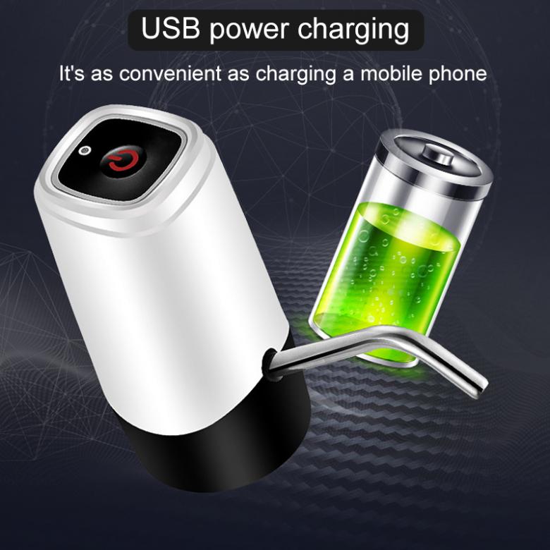 Bärbar mini tryckknapp trådlös elektrisk dispenser vattenpump med usb-kabel /304 rostfria rör 4.5l-18.9l pipiga