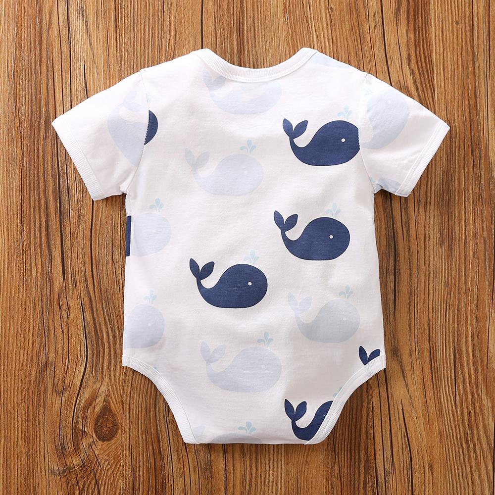 PatPat Neue Sommer und Frühling Baby Wal Allover Kurze-hülsenspielanzug Ein Stück Strampler & Bodys Baby Kleidung