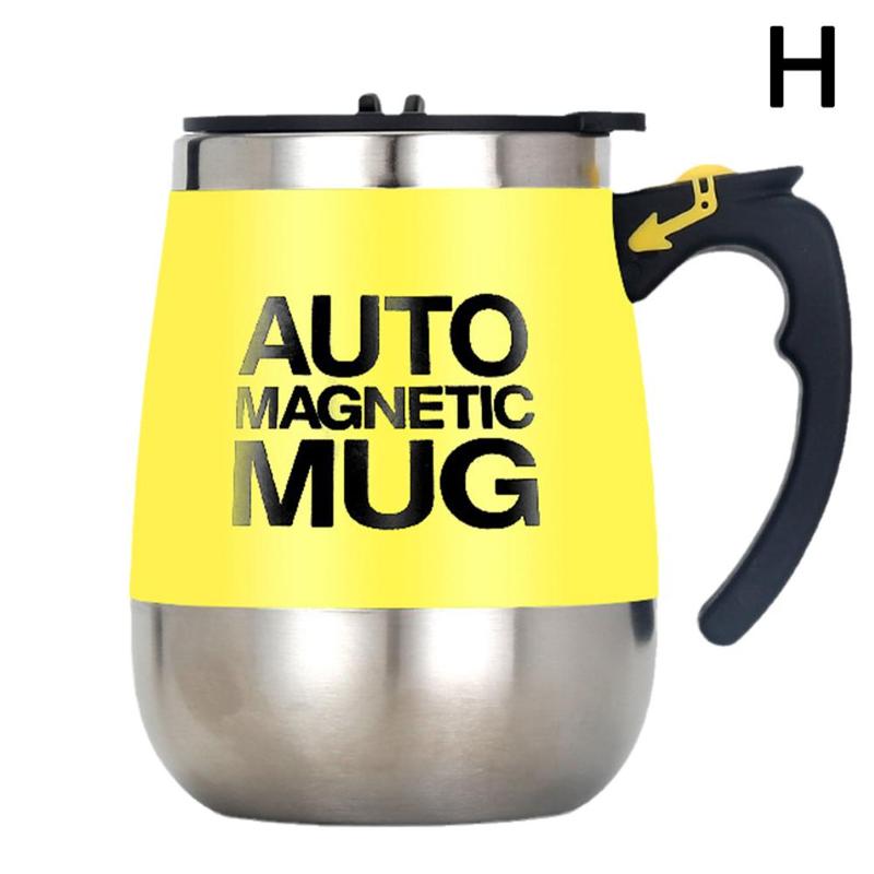 Tazza magnetica automatica caffè latte mescolare tazze 304 acciaio inossidabile creativo agitazione bicchiere auto tazza pigro elettrico Q8H4: Charge giallo
