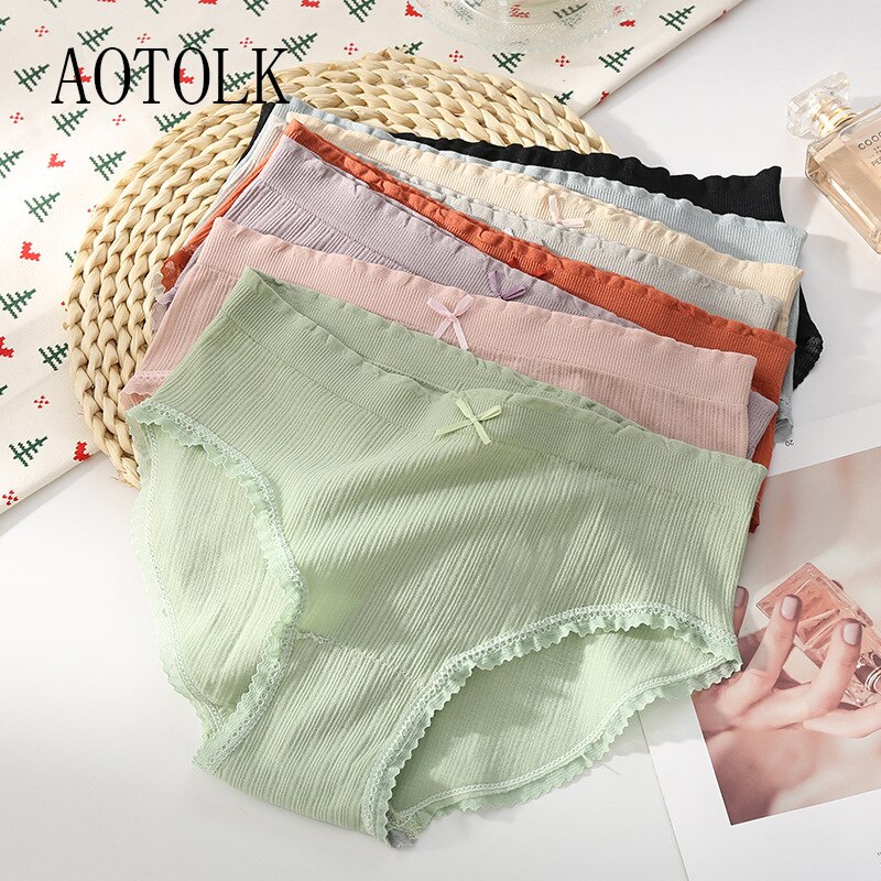 2Stck modal Nahtlose Weibliche Höschen Bogen Spitze Mitte taille Unterwäsche Frauen Nahtlose Baumwolle Gabelung Dessous Mehrere Farbe Schriftsätze