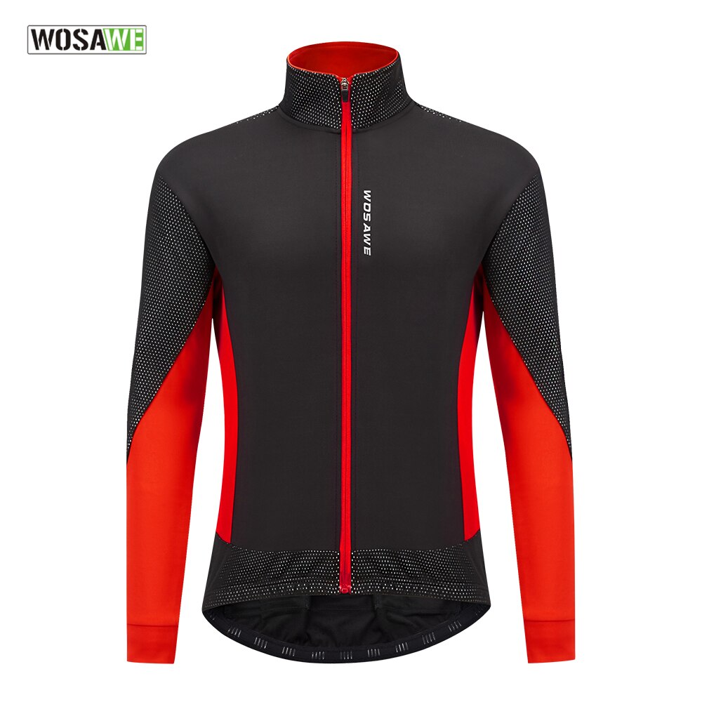 WOSAWE Winter Cycling Jackets Thermal Fleece Warm Up MTB Bike Jacket Lightweight Windproof Cycling Reflective Windbreaker