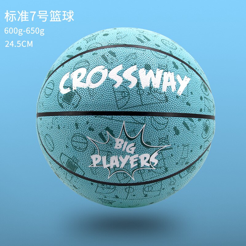 Ballon de basket-Ball en polyuréthane taille officielle 7 balle de basket-Ball rue Freestyle Basquet balle de basket-Ball entraînement Baskebal avec filet sac épingle: Lake Green