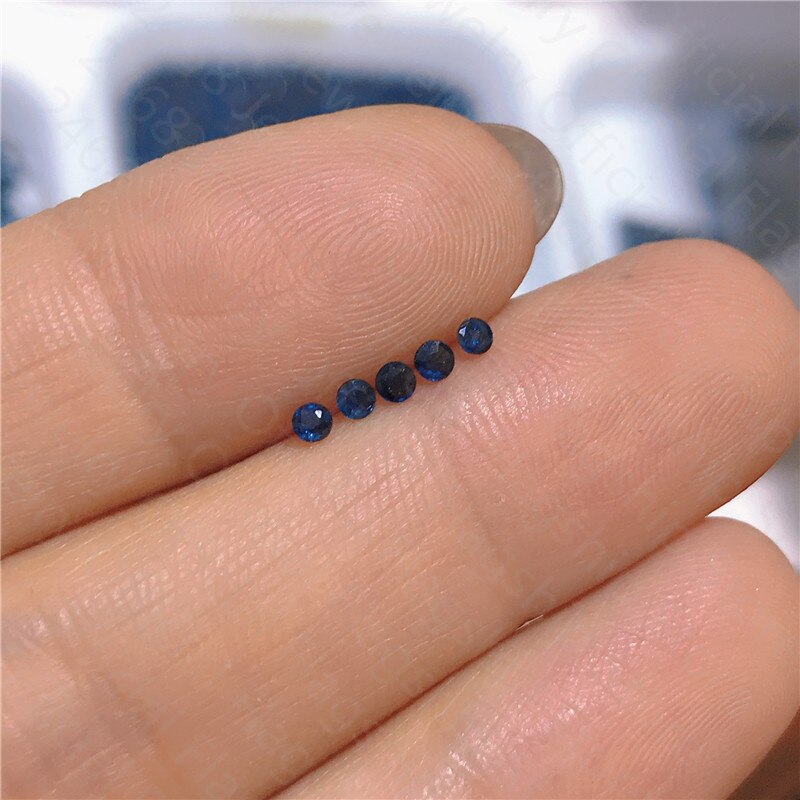 5 Natuurlijke Saffier Losse Stenen, Ronde Gem Vorm, Gem Maat 2Mm