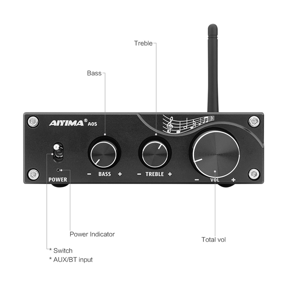 AIYIMA Bluetooth 5.0 Amplificatore TPA3116 2.1 di Amplificazione del Suono 100Wx2 stereo Hifi amplificatore di Potenza Digitale Amplificador di Altoparlanti per casa Theater