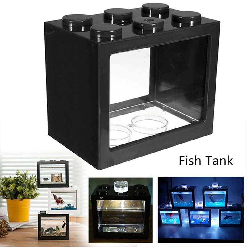 Mini Fish Tank with Light Desktop Aquarium Reptile Box Terrarium For Fish Insects Turtle Micro-landscape Fish Tank Office Suppli