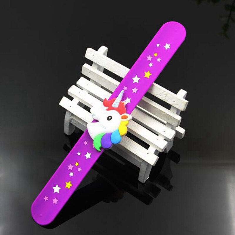 Trendy Children Girl Boy Star Printing Colorful Cute Unicorn Wristband Flexible Wrap Slap Bracelet Animal Bangle