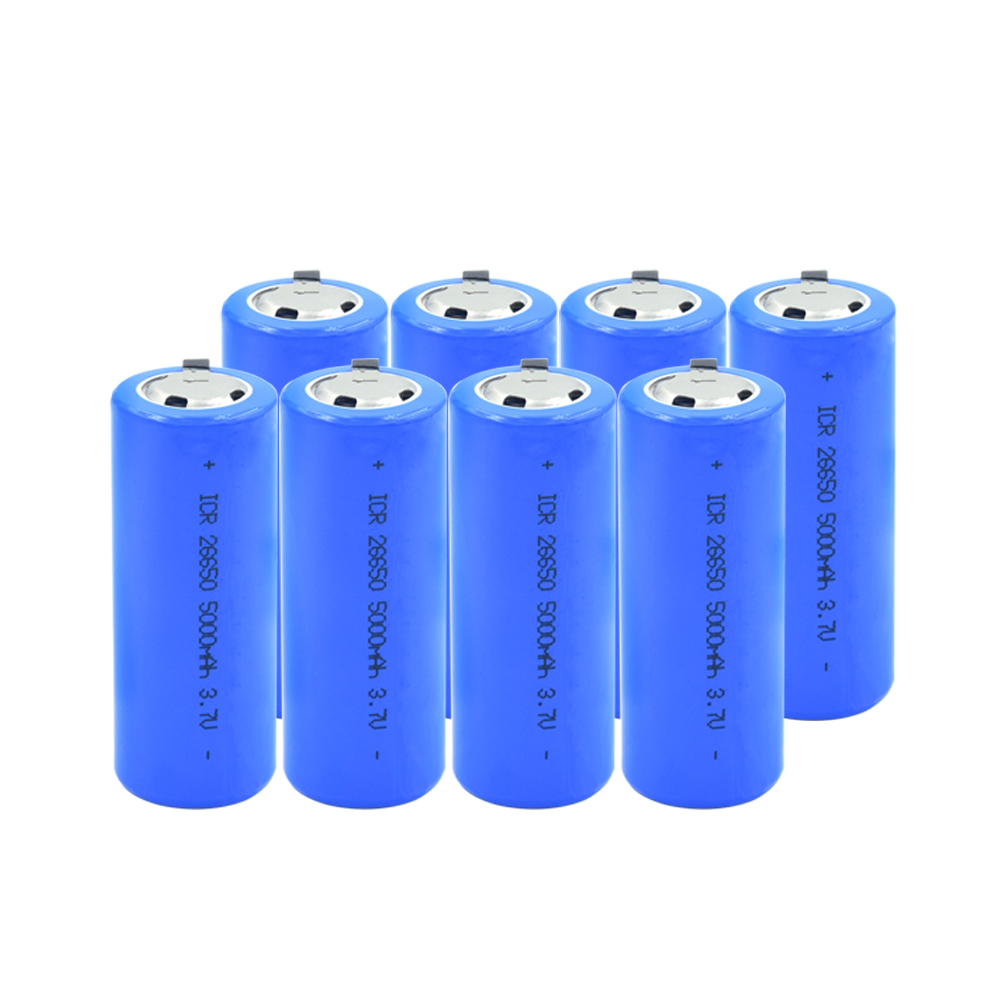 Replacement 26650 Lithium Battery 3.7V 5000mAh high-discharge high current Rechargeable With Tabs For LED Flashlight: 8 PCS