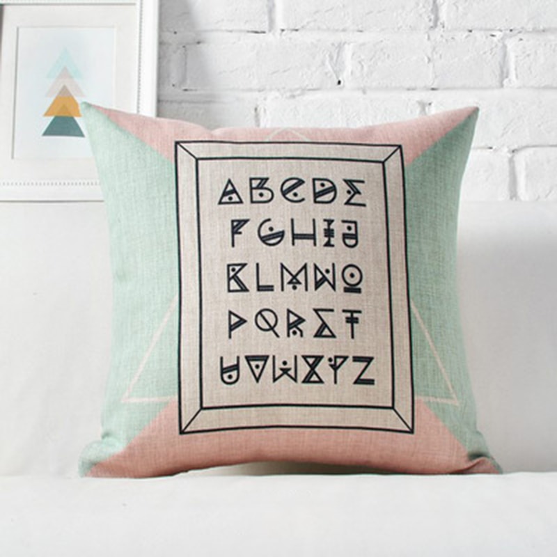 Cojín nórdico de lino con estampado geométrico para el hogar, almohada de cintura lumbar Simple de Inglaterra, cojín decorativo para sofá