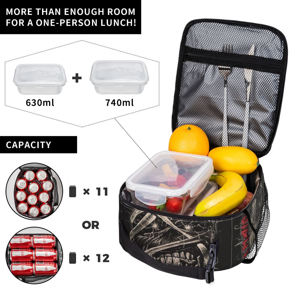 Custom Heavy Metal Lunch Bag Women Cooler Thermal Insulated Lunch Boxes for Children School