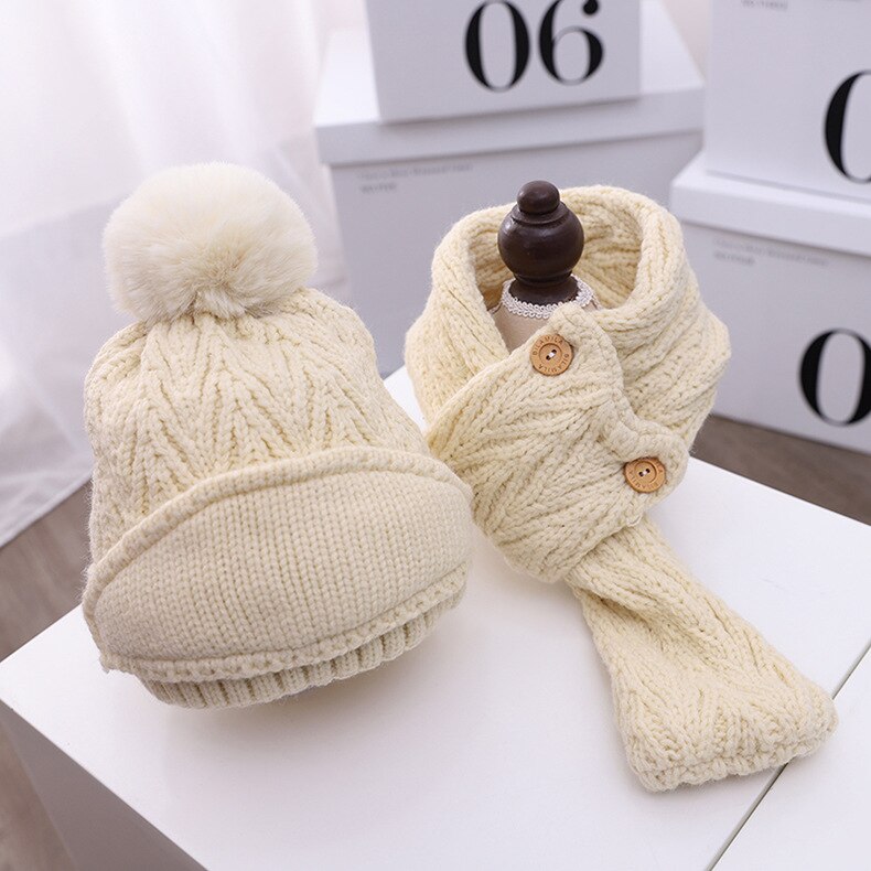 Neue Baby Mütze Schal einstellen Baumwolle Baby Kopf Abdeckung Winter warm Nacken Kragen freundlicher Mützen Schal setzt Plüsch freundlicher hüte Schal: A3