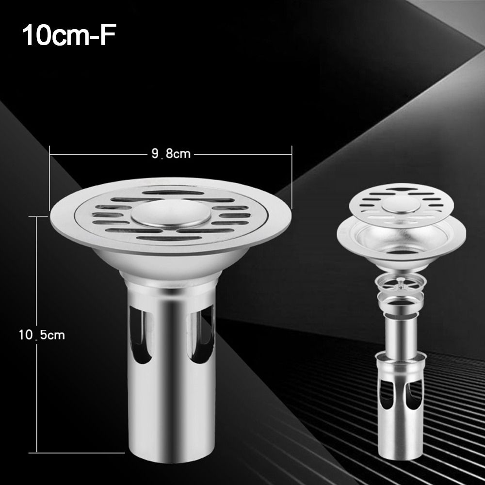 Escurridor de suelo de acero inoxidable, colador cuadrado de doble uso para fregadero, cubierta para alcantarillado de baño, 10/12cm: Gris claro