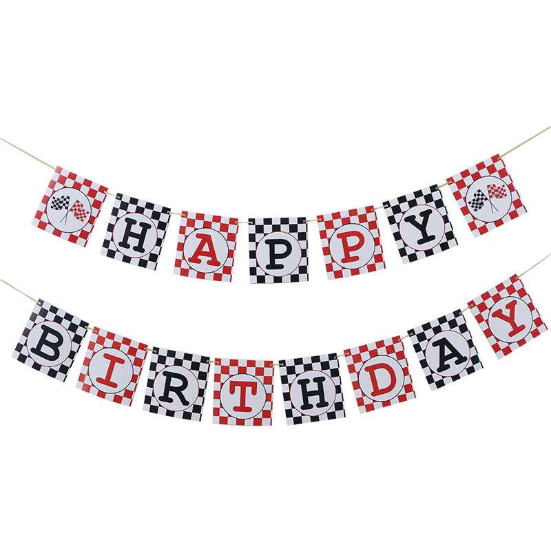 Checkered Racing Flags Banner Garland Party Decoration Letter Bunting Birthday Party Supplies for Car Themed Party: 1