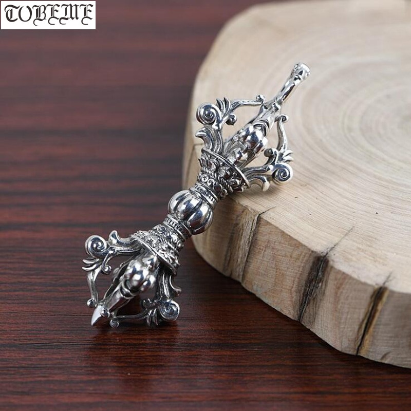 100% 925 Zilveren Tibetaanse Dorje Hanger 925 Sterling Boeddhistische Vajra Hanger Massief Zilveren Tibetaanse Vajra Dore Amulet Hanger