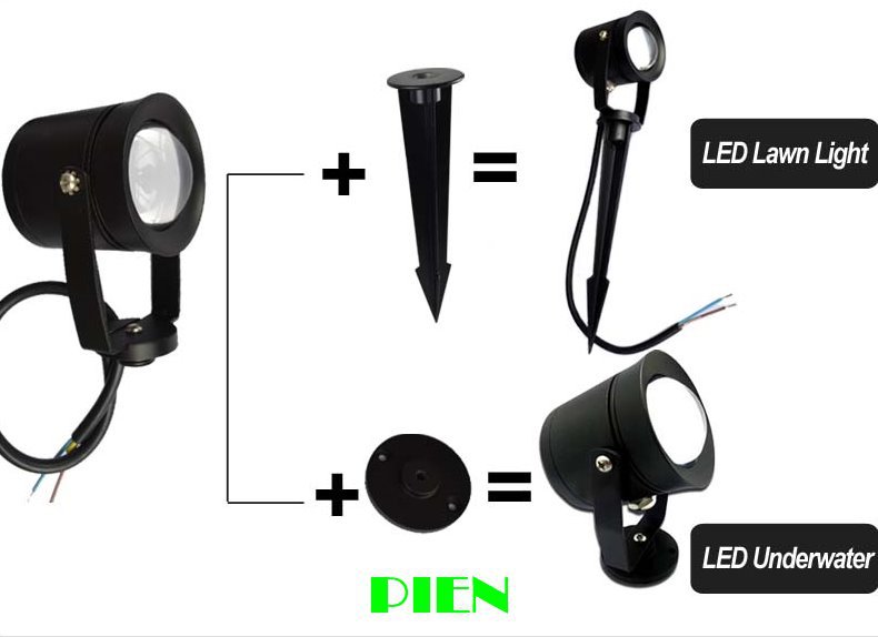 Luces de jardín led RGB de 12V 220V 110V 10W 7W 6W 5W 3W lámpara de foco para exteriores para jardín de césped impermeable de aluminio fundido