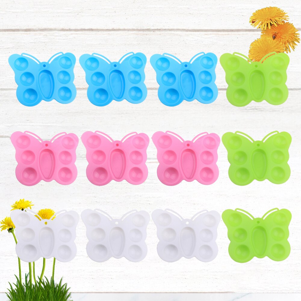 8Pcs Personality Shape DIY Art Paint Drawing Tray Palette(White Blue and Green)