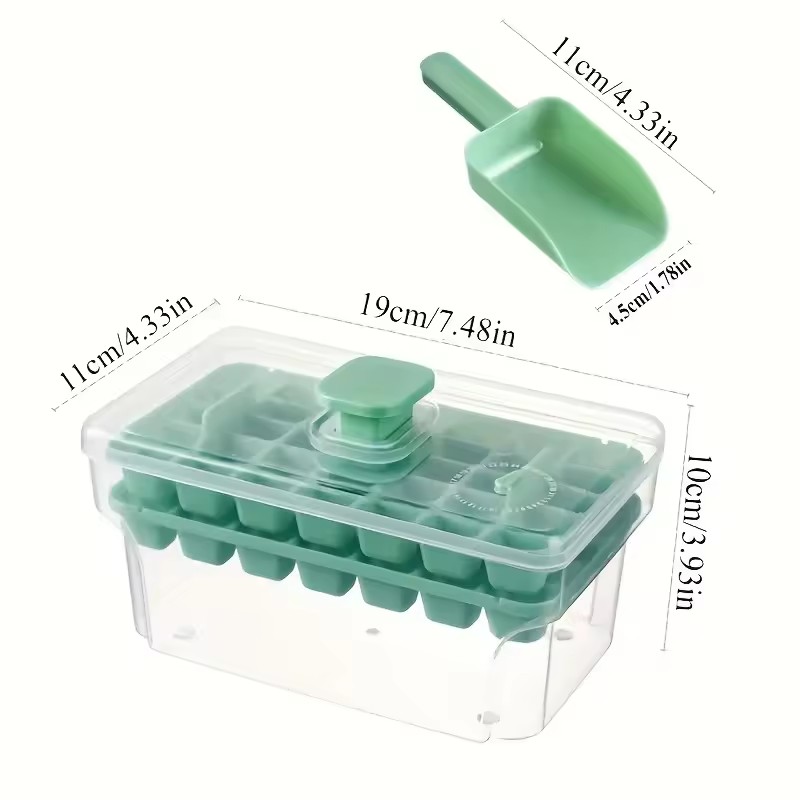 Ice Trays for Freezer with Lid & Bin, Ice Cube Tray Making 68 pcs Ice Cubes, Easy Press to Release Ice
