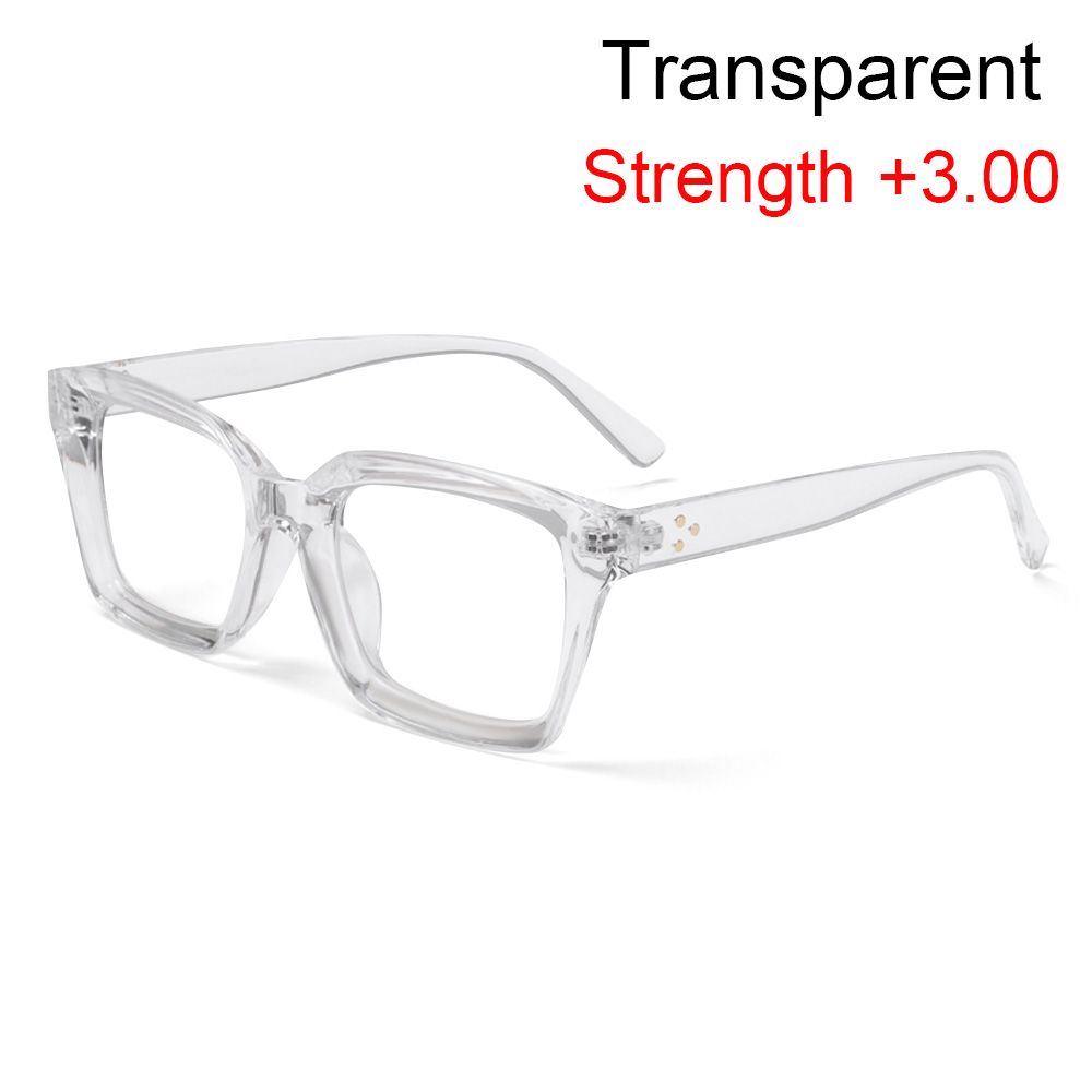 Oversized Square Reading Glasses Men Women Large Frame Presbyopia Eyeglasses Diopter +1.0~+4.0: Khaki / +100