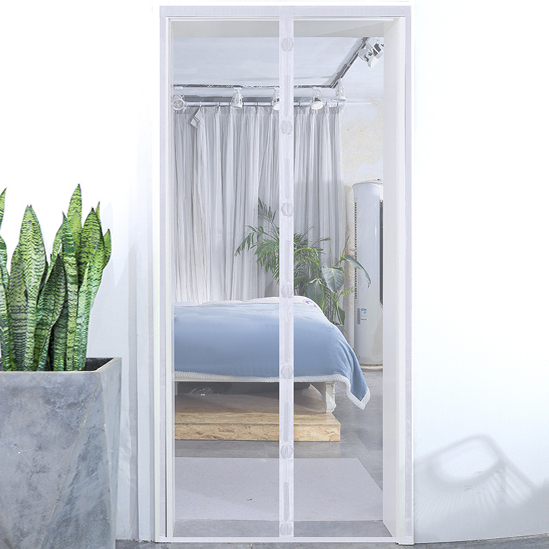 Cortina de puerta con pantalla magnética, mosquitera antimosquitos de verano, malla para insectos voladores, cierre automático, sin perforación, fácil instalación: 6 x 2,6 / Negro