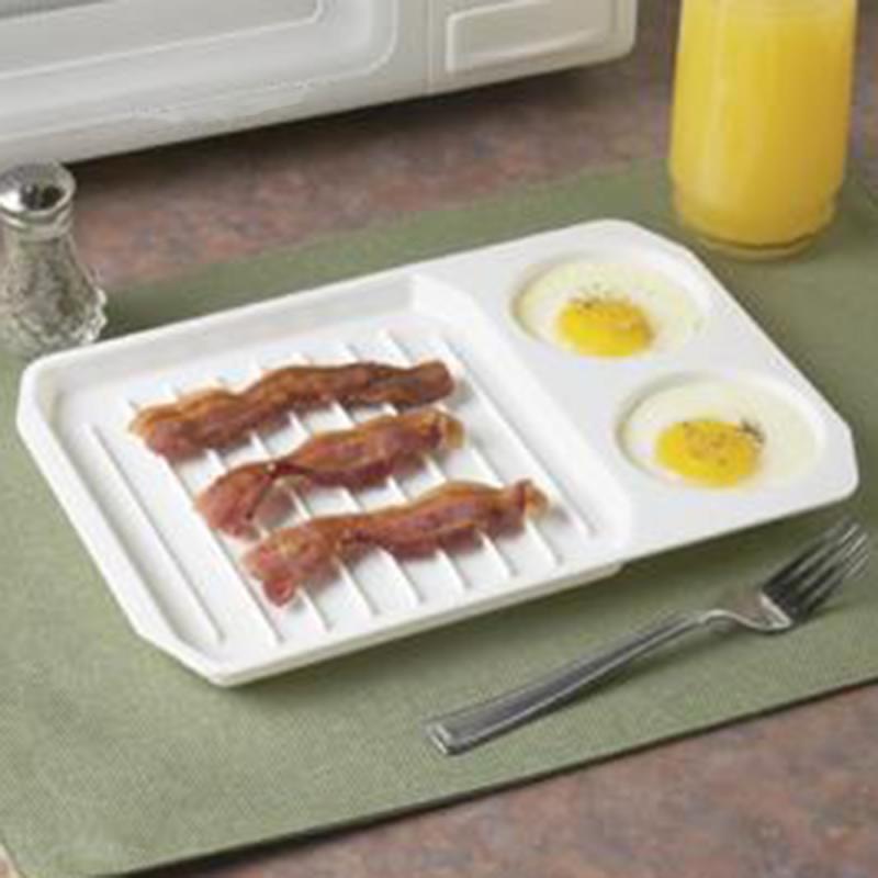 1pc mikrovågsugnar bacon ägg bakform köksutrustning frukost mikrovågsugn bakat ägg grillad bacon tallrik