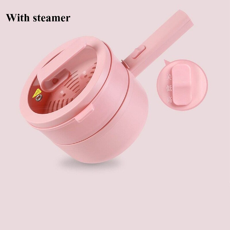 Poêle à frire électrique intégrée, 220V, multifonction, cuiseur vapeur, pour petit déjeuner, l: With steamer pink / L'UA