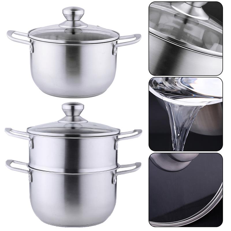 304 Stainless Steel Three Layer Thick Steamer Pot Soup Steam Pot Universal Cooking Pots For Induction Cooker Gas Stove Steam Pot