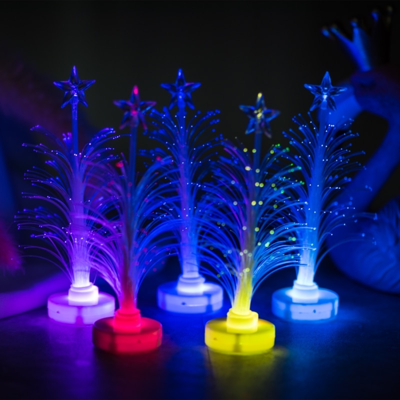 Kreative bunte leucht spielzeug fiber optic Weihnachten baum dekoration ring nachtlicht desktop dekoration